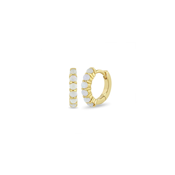 Zoë Chicco 14k Gold Prong Set Opal Small Hinge Huggie Hoop Earrings