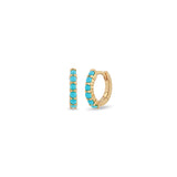Zoë Chicco 14k Gold Prong Set Turquoise Small Hinge Huggie Hoops