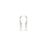 Zoë Chicco 14kt Gold Pearl Dangle & Prong Diamond Huggie Hoop Earrings