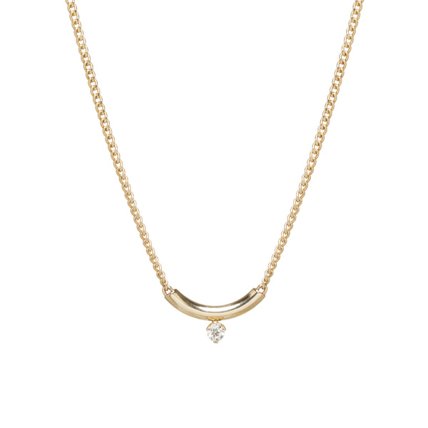 Zoë Chicco 14k Gold Prong Diamond Chubby Bar XS Curb Chain Necklace