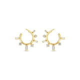Zoë Chicco 14k Gold Baguette & Prong Diamond Front to Back Circle Hoops