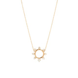 Zoë Chicco 14kt Gold Prong Diamond Sunburst Circle Necklace