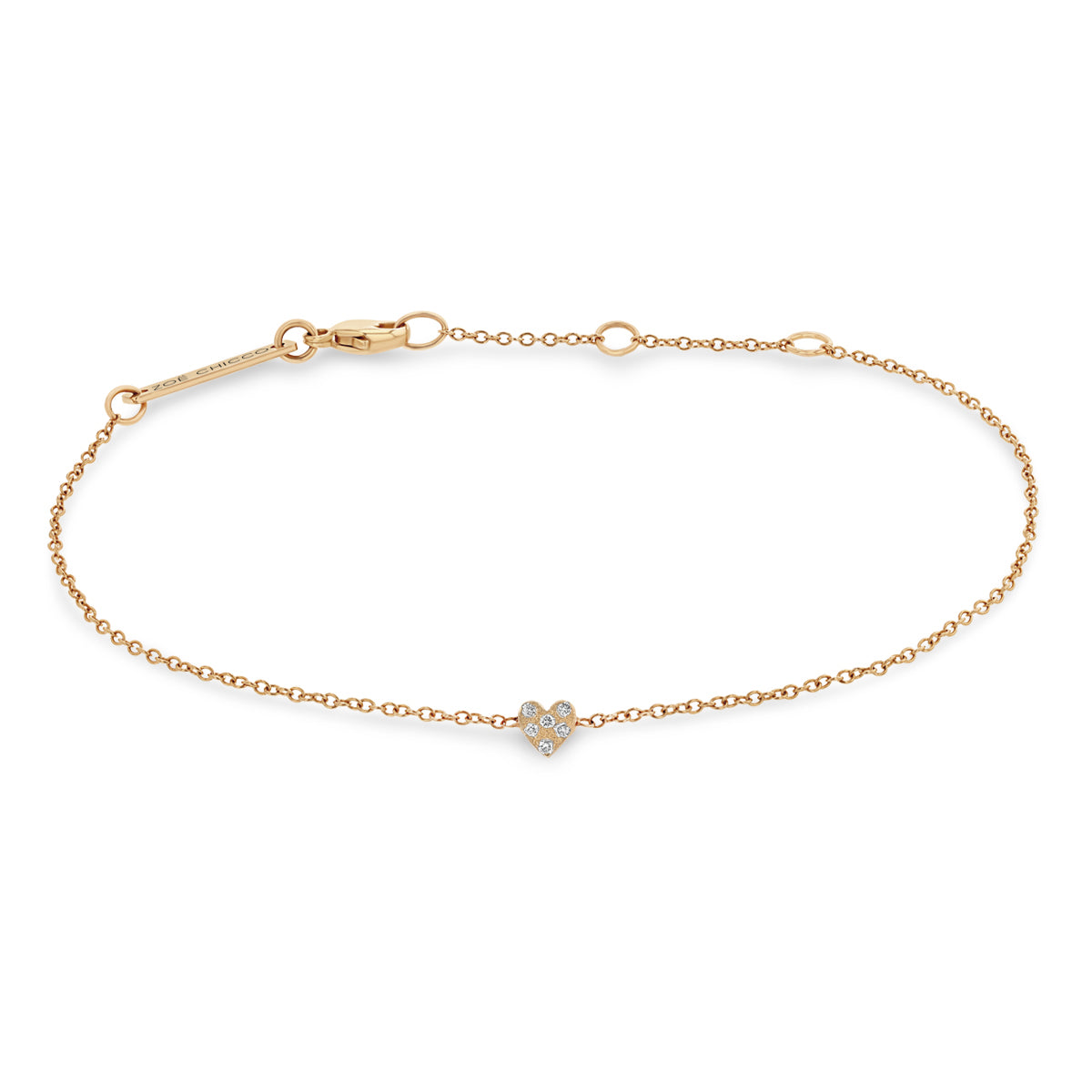 Zoë Chicco 14k Gold Itty Bitty Pavé Diamond Heart Bracelet