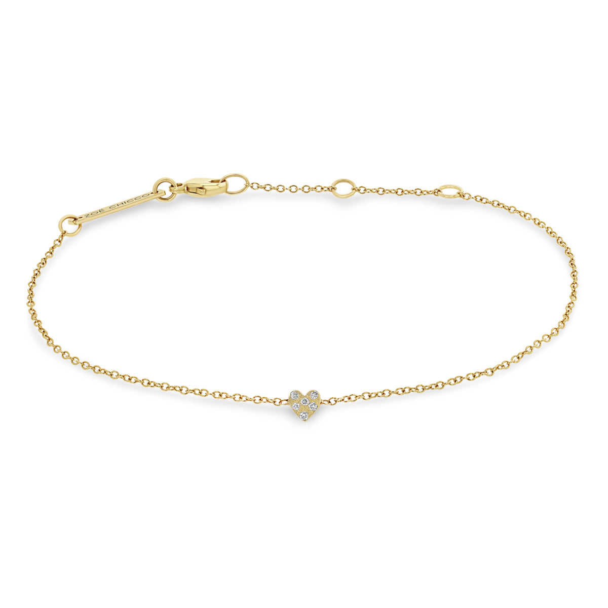 Zoë Chicco 14k Gold Itty Bitty Pavé Diamond Heart Bracelet