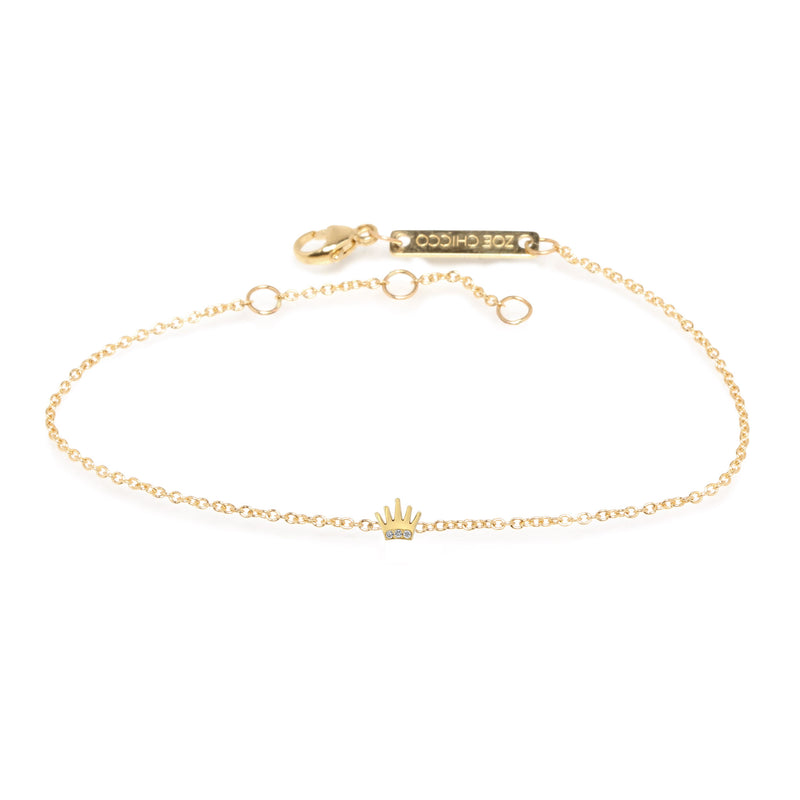 Zoë Chicco 14k Gold Itty Bitty Pavé Diamond Crown Bracelet