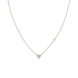Zoë Chicco 14k Gold Itty Bitty Pavé Diamond Heart Necklace with Floating Diamond