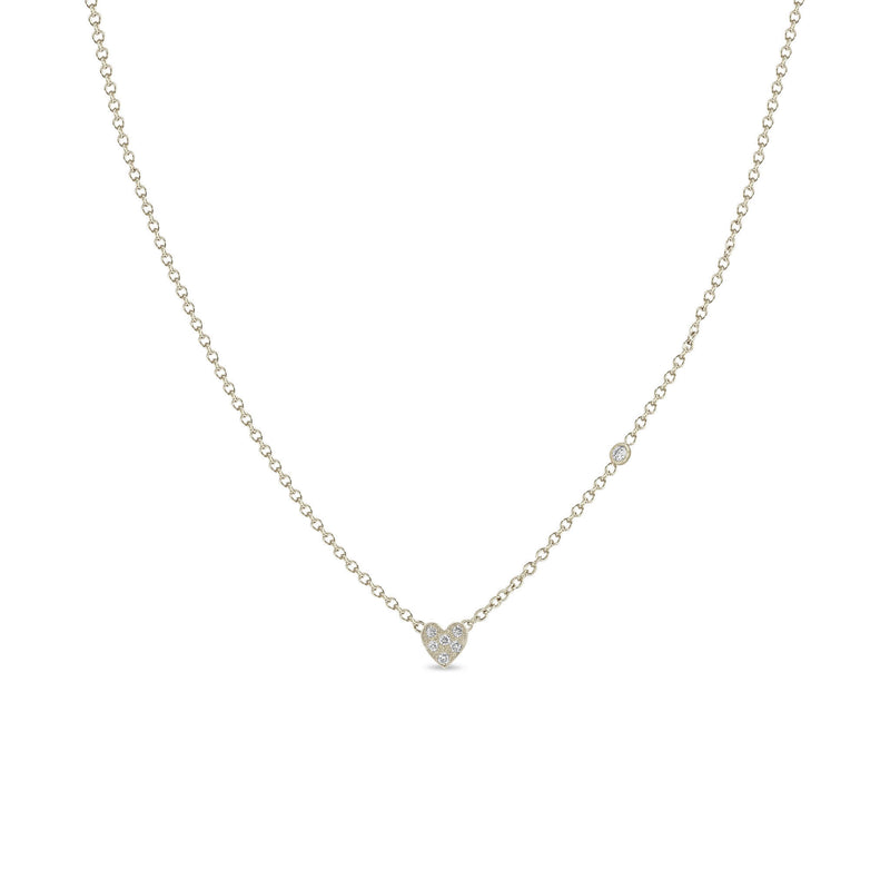 Zoë Chicco 14k Gold Itty Bitty Pavé Diamond Heart Necklace with Floating Diamond
