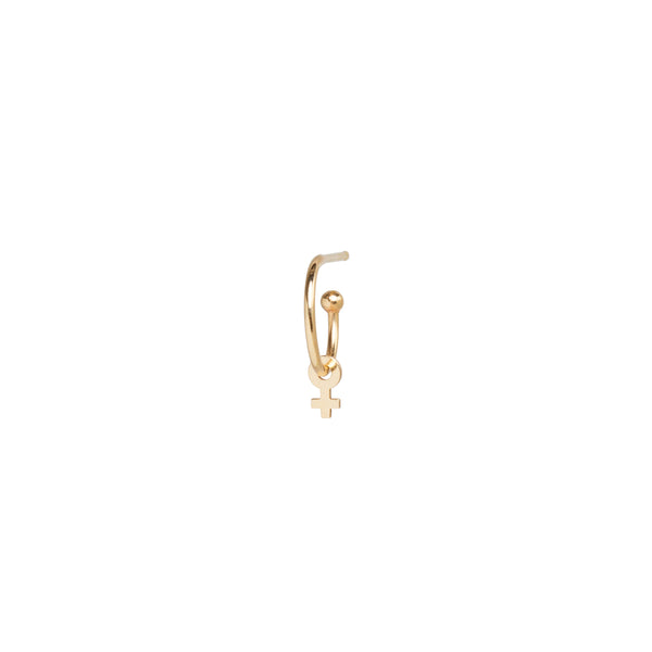 Zoë Chicco 14k Gold Female Symbol Charm Huggie Hoop Earring