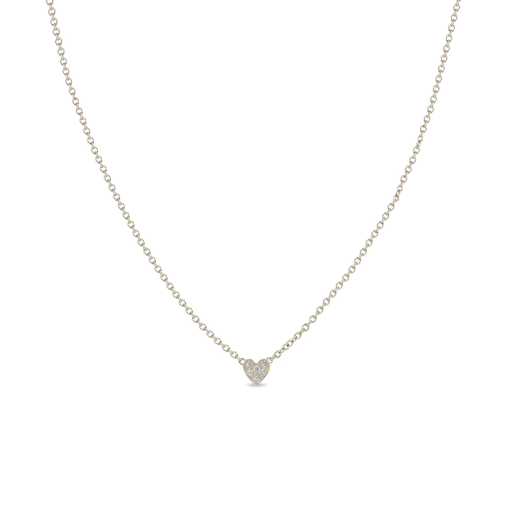 Zoë Chicco 14k Gold Itty Bitty Pavé Diamond Heart Necklace