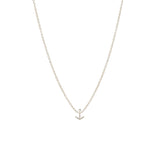Zoe Chicco 14kt White Gold Itty Bitty Anchor Chain Necklace