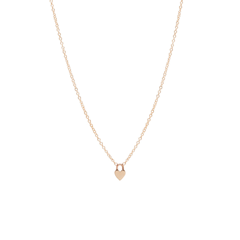 rose gold heart padlock charm necklace