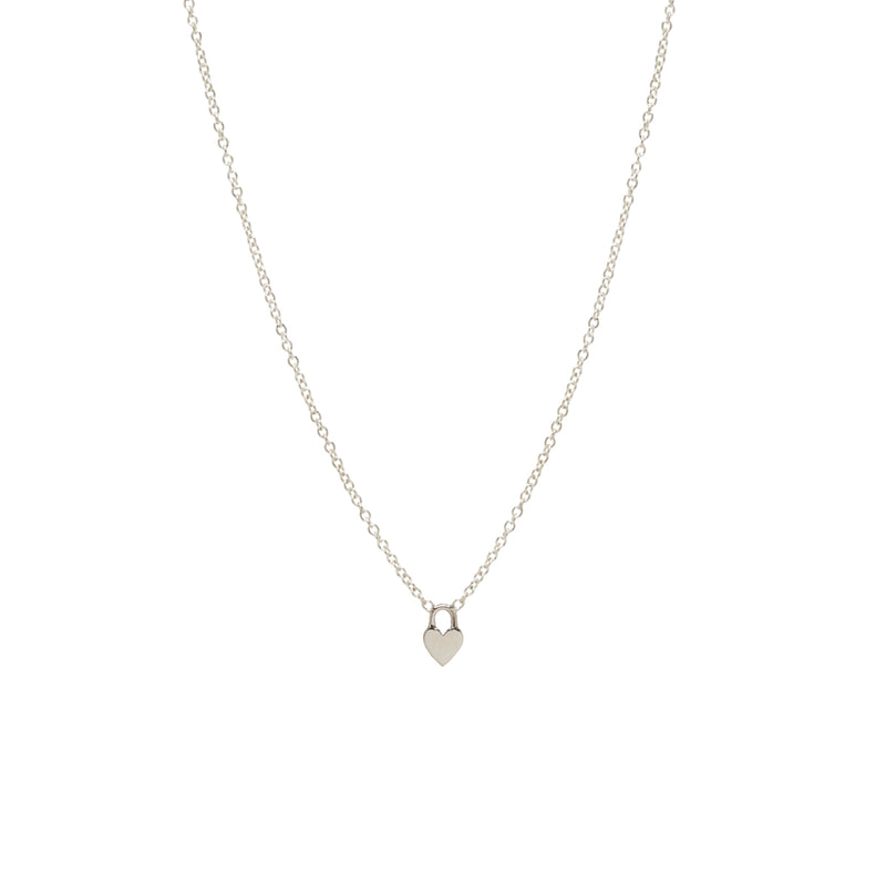 white gold heart padlock charm necklace