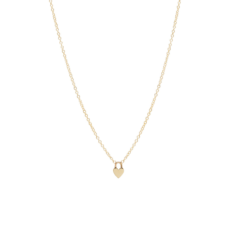 Zoe Chicco 14k yellow gold heart padlock charm necklace