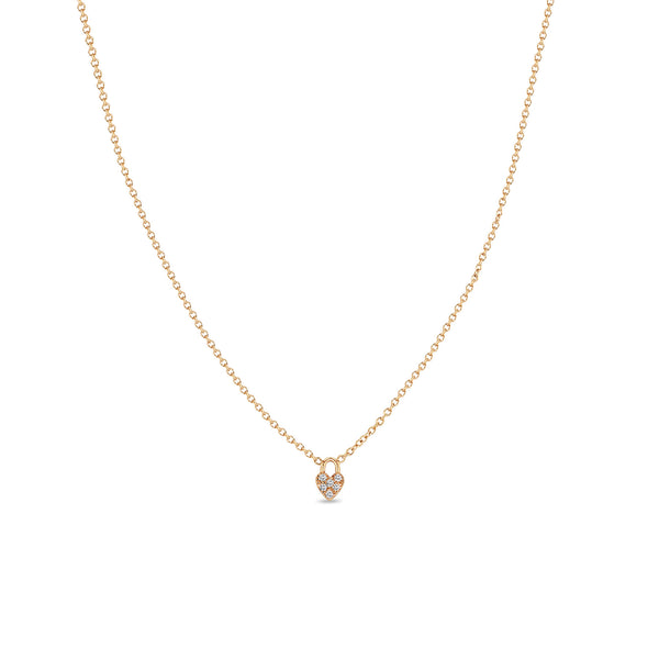  Zoë Chicco 14k Gold Itty Bitty Pavé Diamond Heart Padlock Necklace
