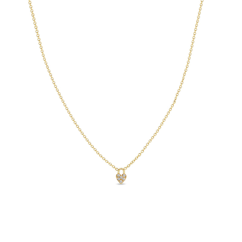  Zoë Chicco 14k Gold Itty Bitty Pavé Diamond Heart Padlock Necklace