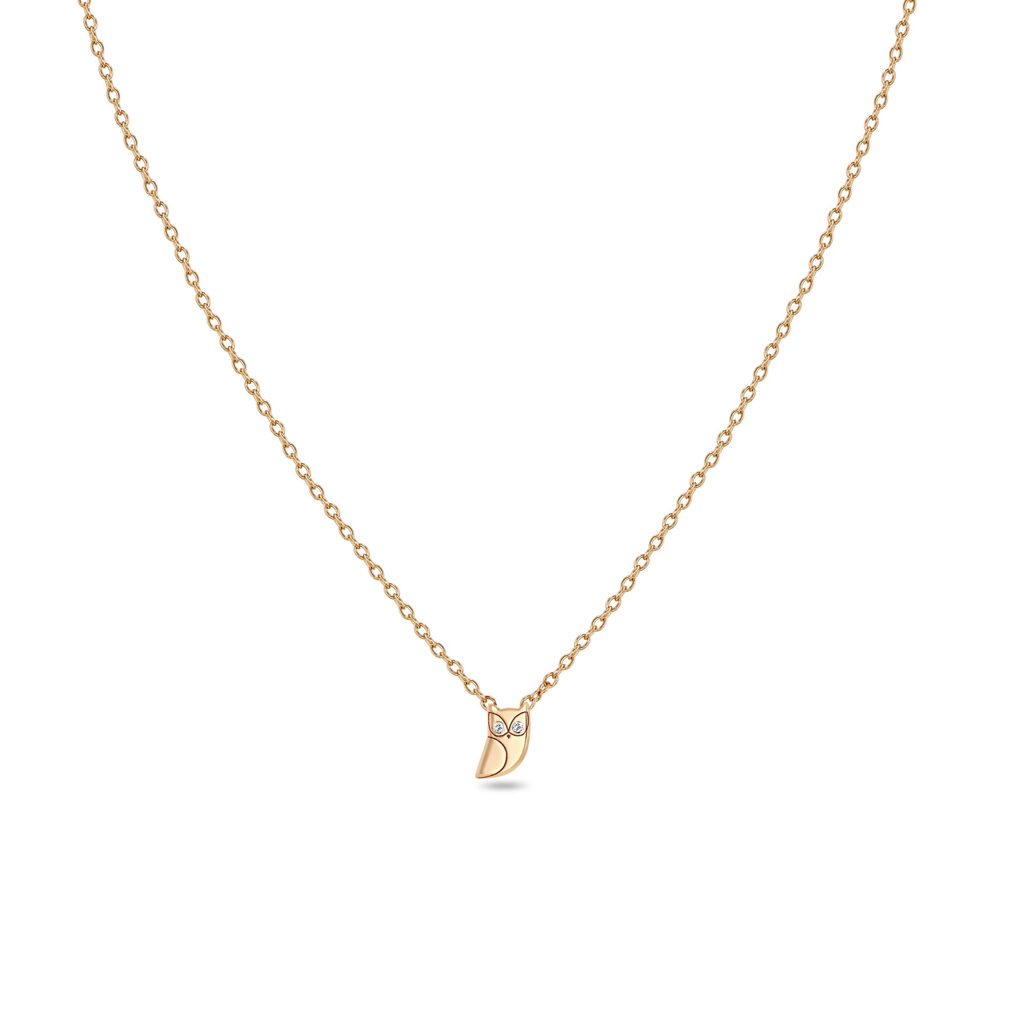 Zoë Chicco 14k Gold Itty Bitty Owl with Diamond Eyes Necklace