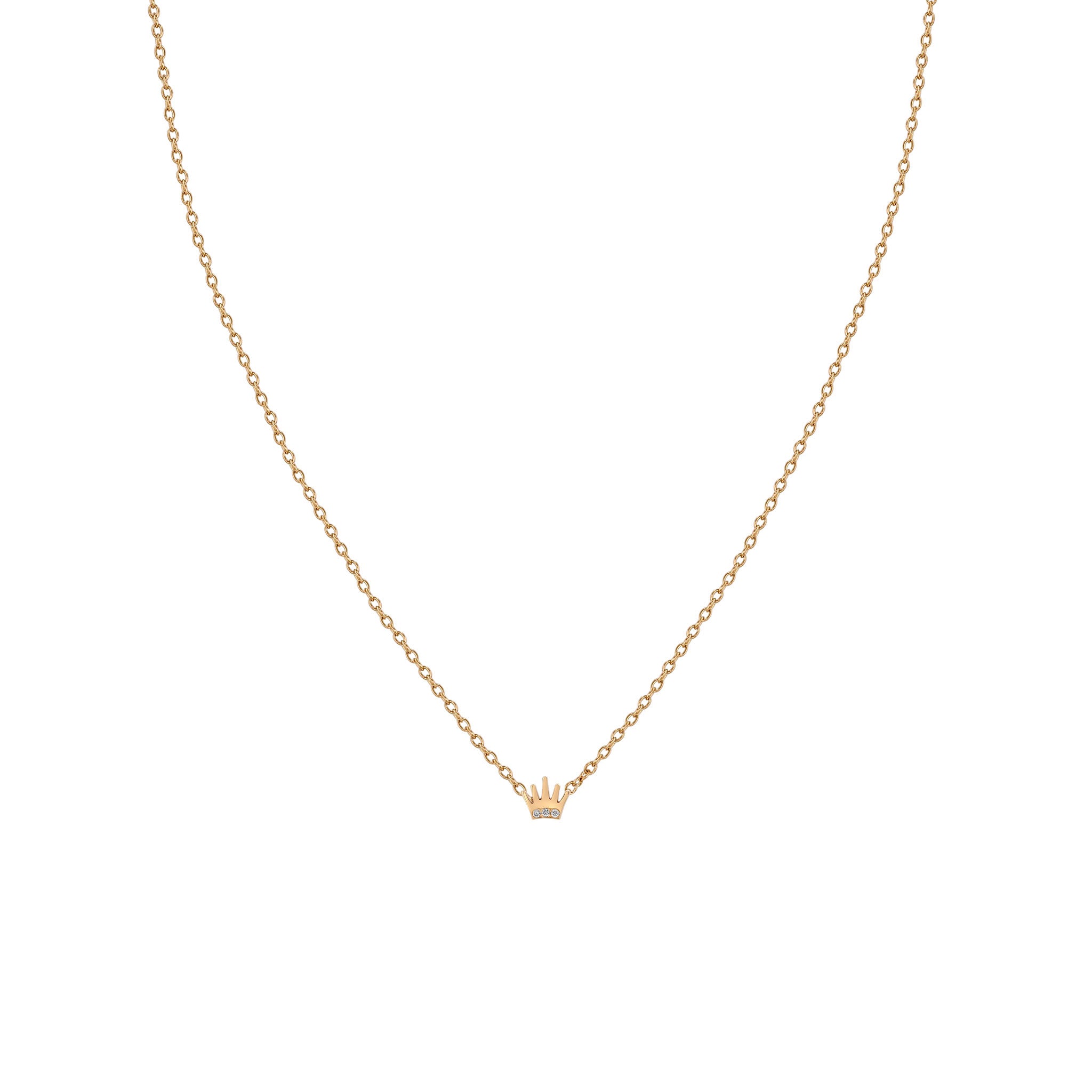 Zoë Chicco 14k Gold Itty Bitty Pavé Diamond Crown Necklace