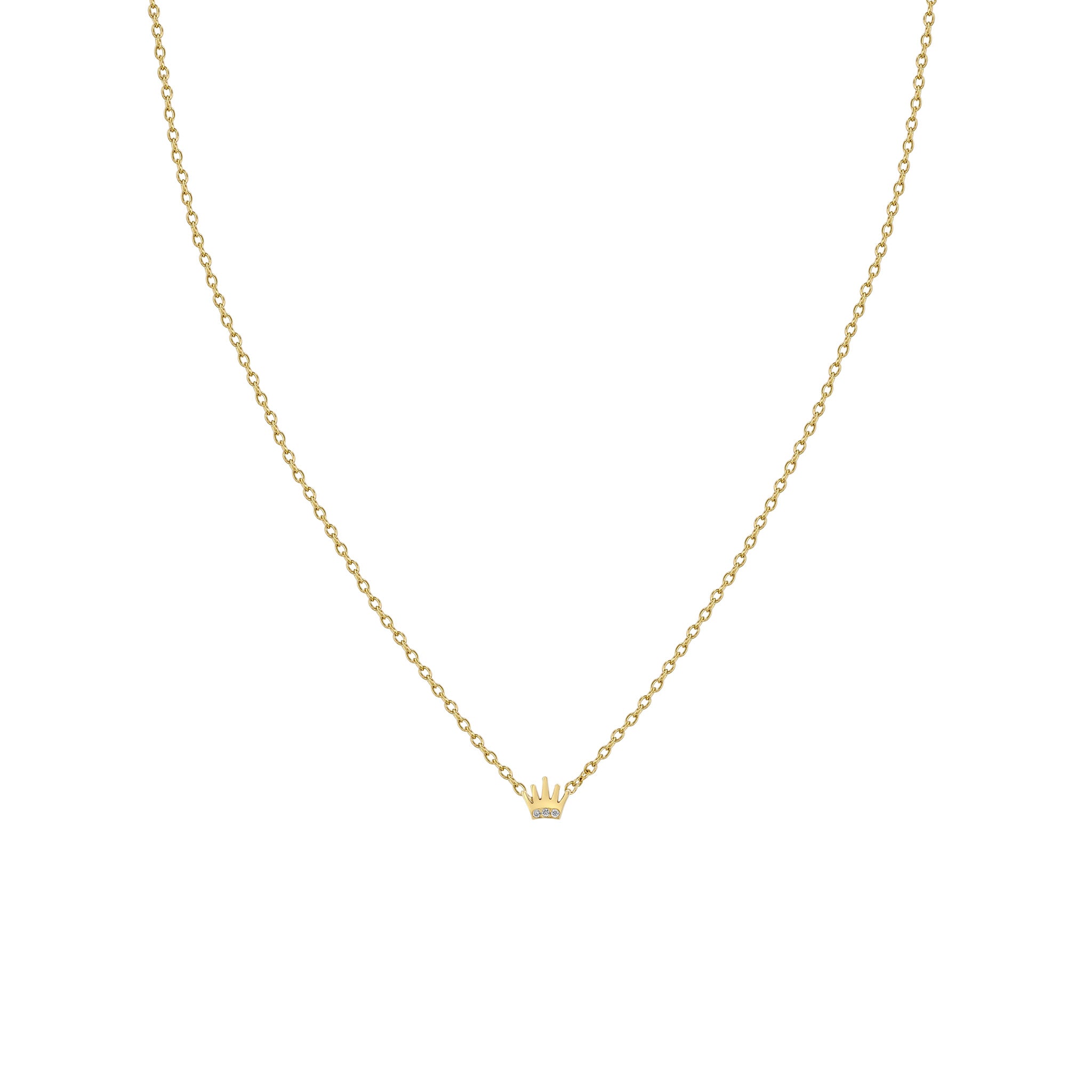 Zoë Chicco 14k Gold Itty Bitty Pavé Diamond Crown Necklace