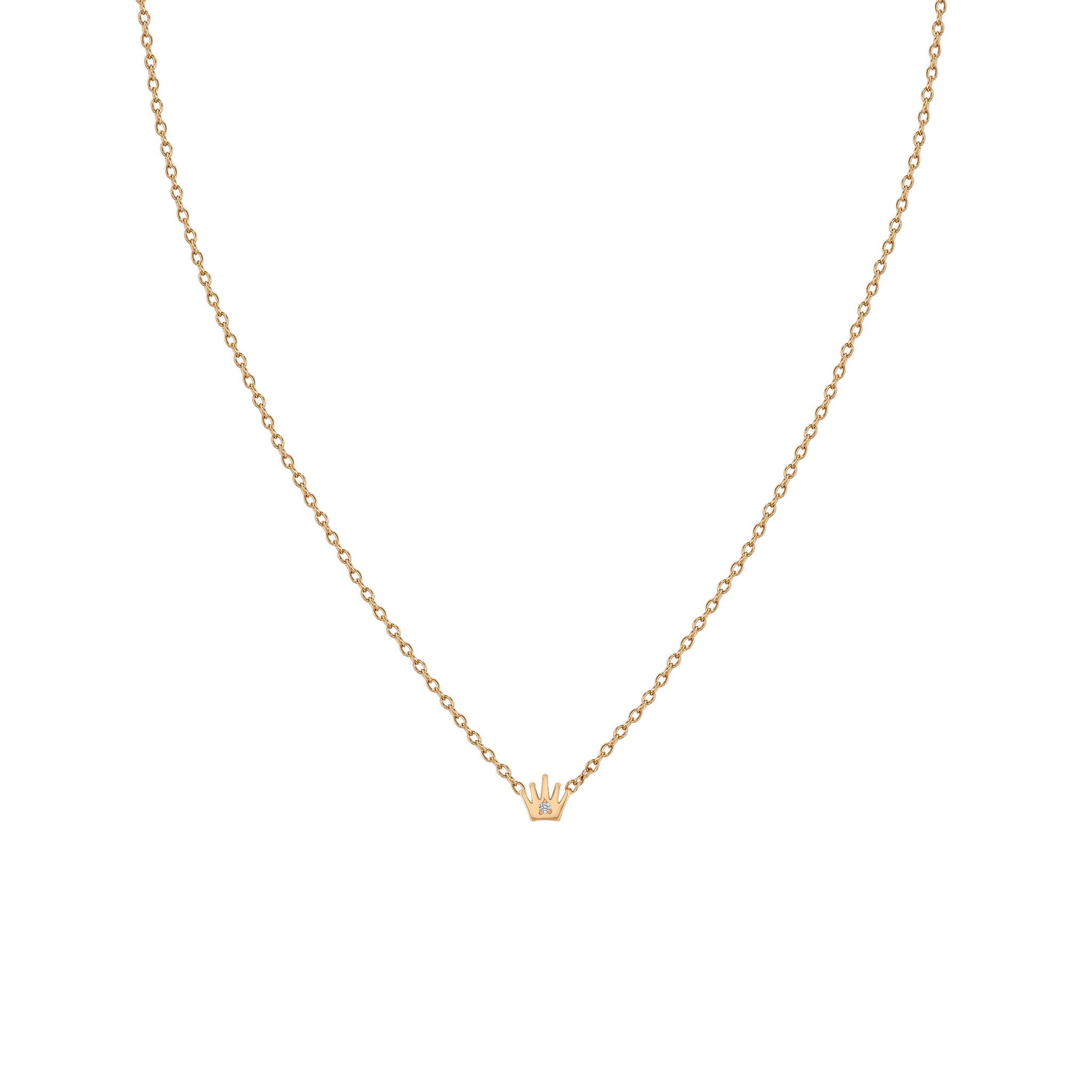 14k Itty Bitty Diamond Crown Necklace