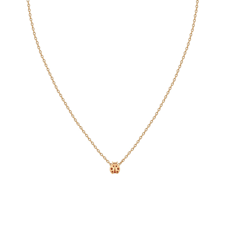14K Gold Ladybug Pendant Necklace Charm Enamel Detail (18
