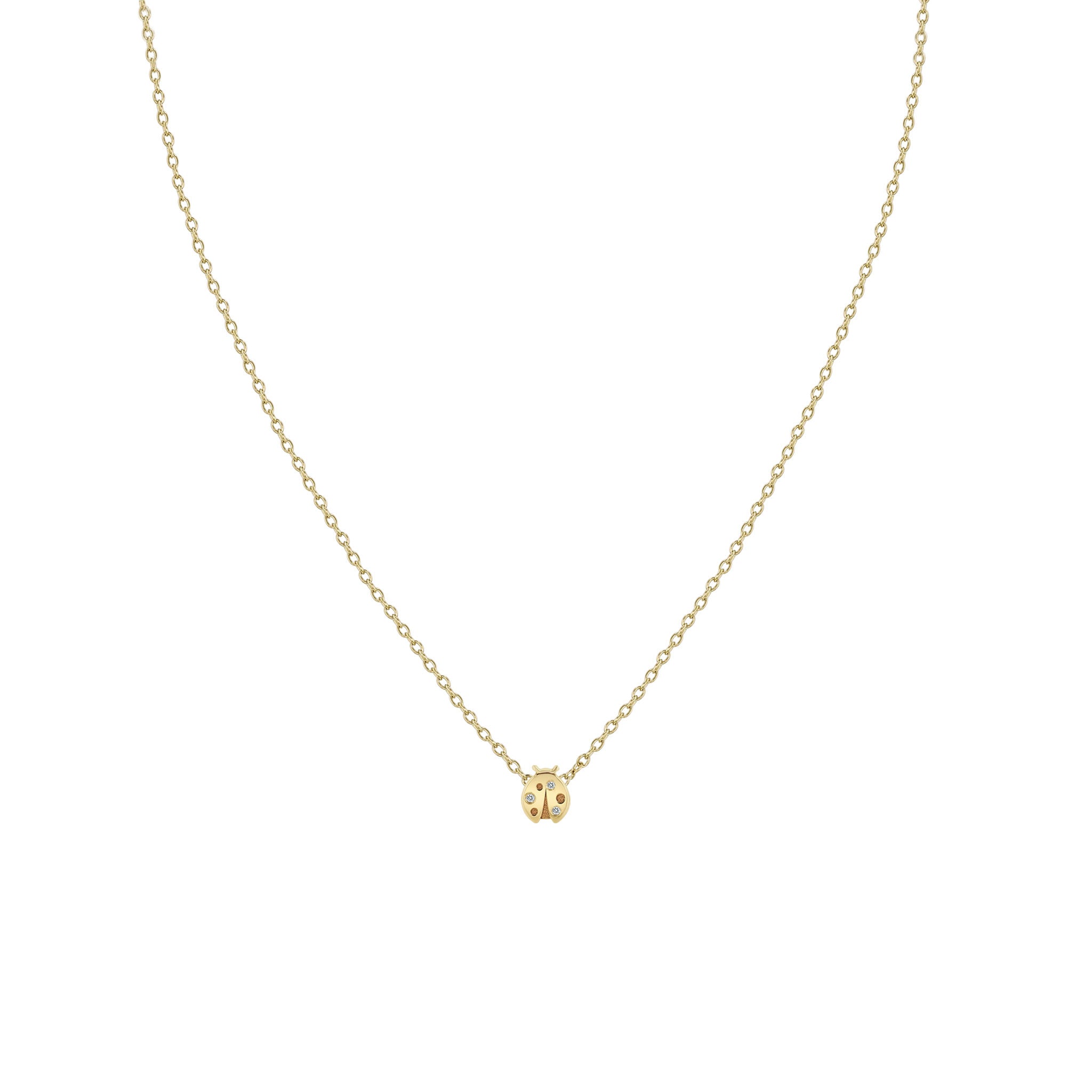Zoë Chicco 14k Gold Itty Bitty Diamond Ladybug Necklace