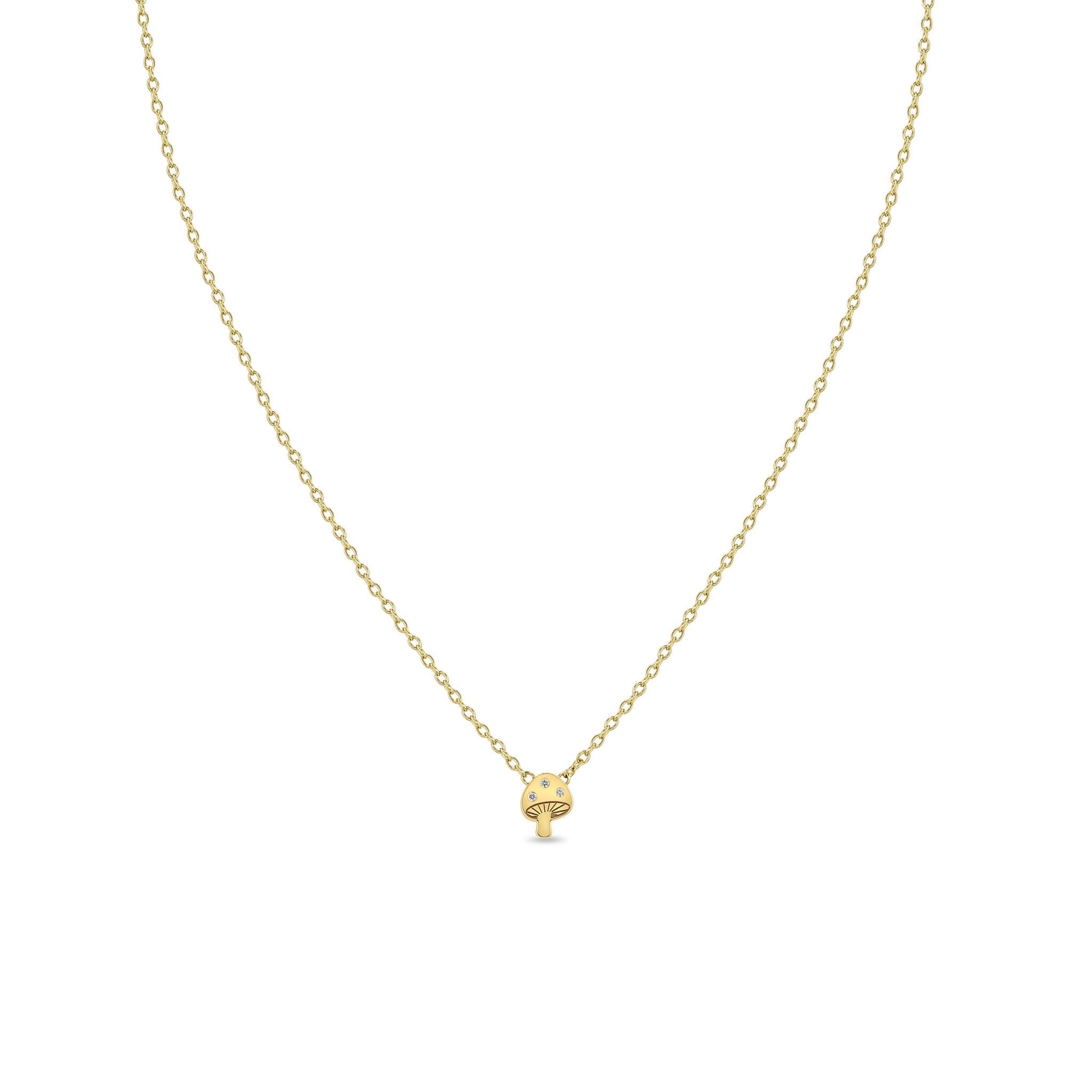 Zoë Chicco 14k Gold Itty Bitty Diamond Mushroom Necklace