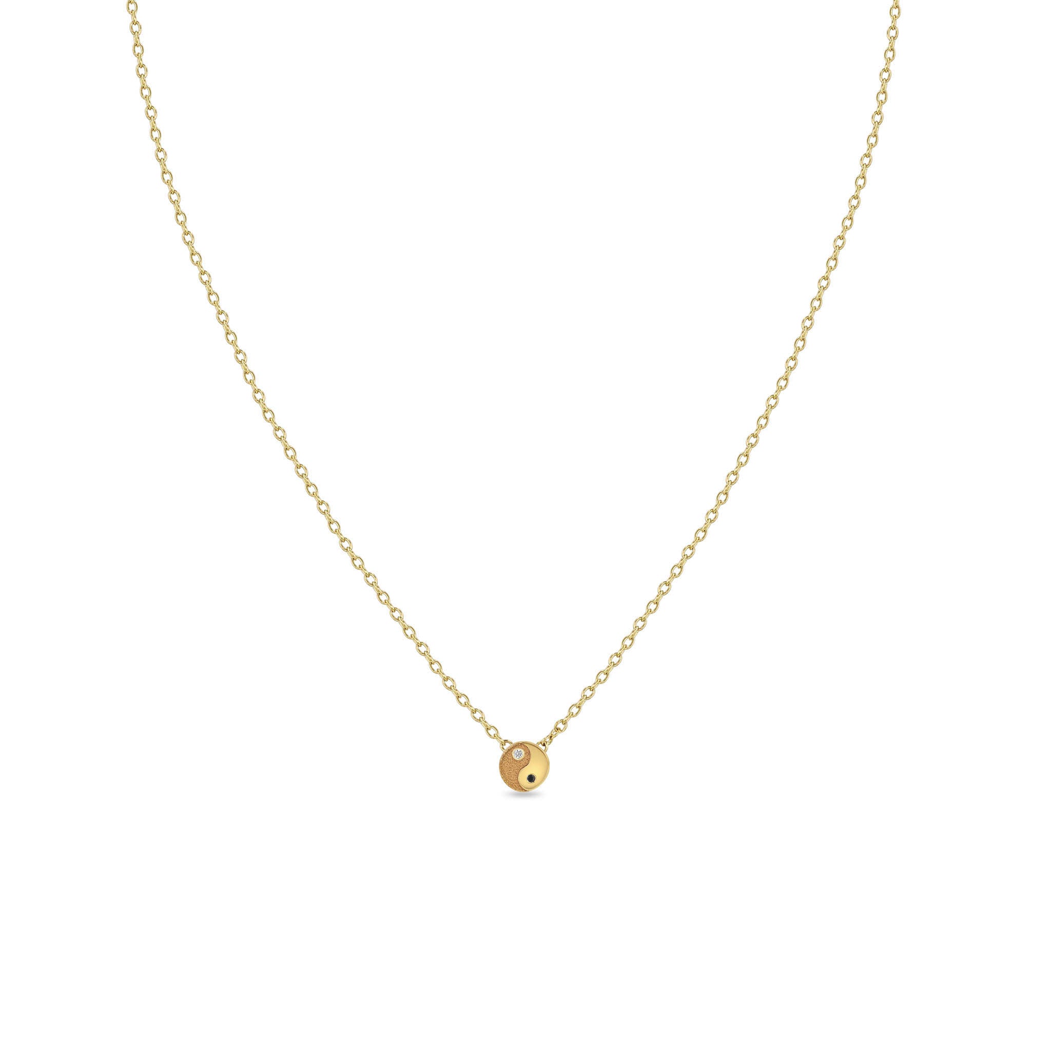 Zoë Chicco 14k Gold Itty Bitty Black & White Diamond Yin Yang Necklace