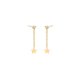 Zoë Chicco 14k Gold Itty Bitty Star & Diamond Short Chain Drop Earrings