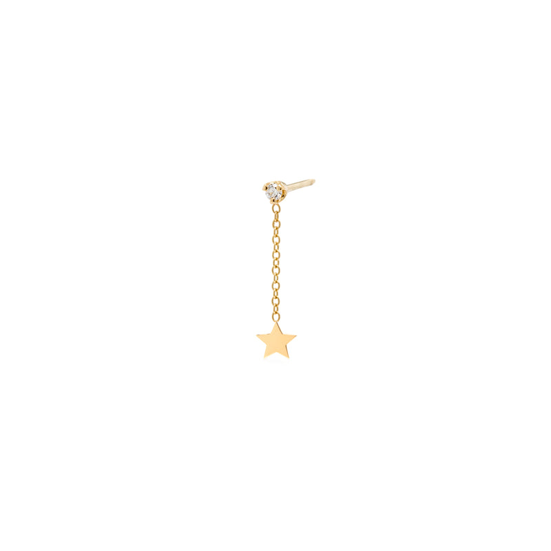 Single Zoë Chicco 14k Gold Itty Bitty Star & Diamond Short Chain Drop Earring