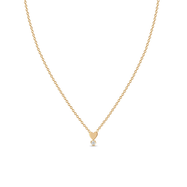 Zoë Chicco 14k Gold Itty Bitty Heart & Prong Diamond Necklace