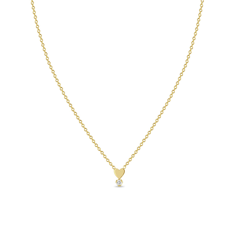 Zoë Chicco 14k Gold Itty Bitty Heart & Prong Diamond Necklace