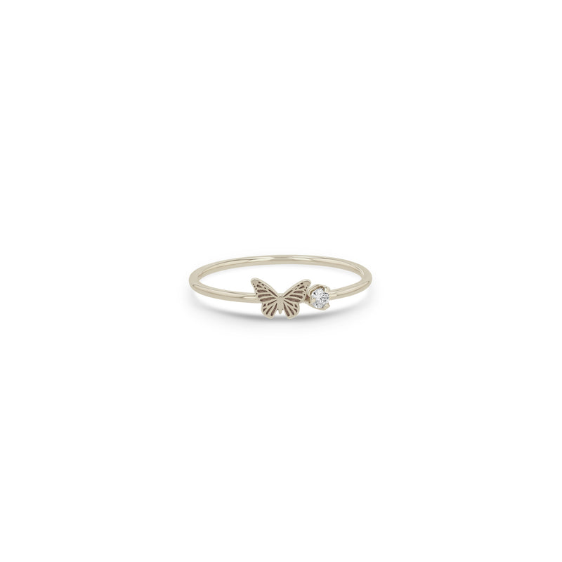 Zoë Chicco 14k Gold Itty Bitty Butterfly & Prong Diamond Ring