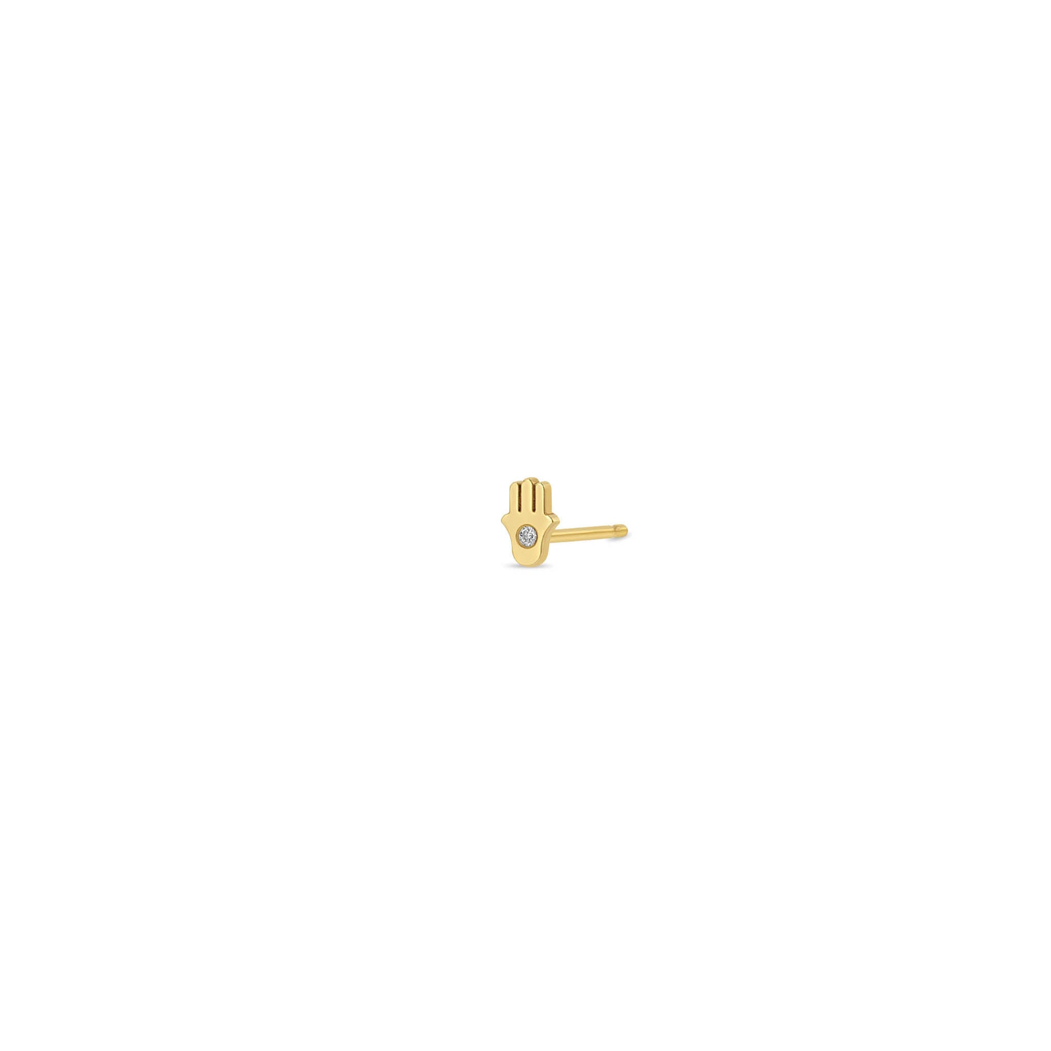 Zoë Chicco 14k Gold Itty Bitty Diamond Hamsa Stud Earring