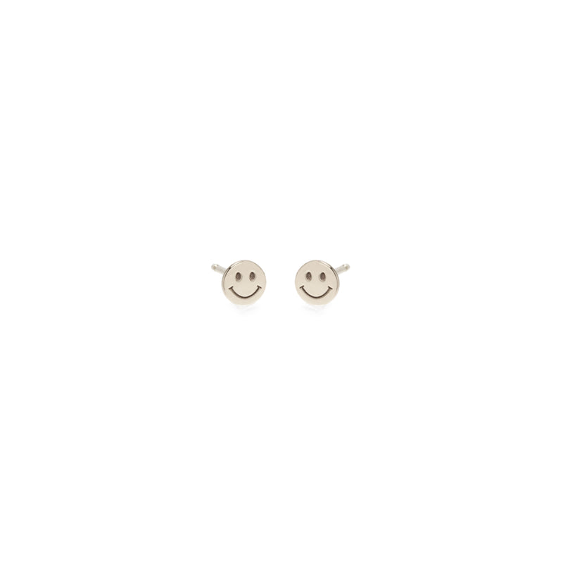 Zoë Chicco 14kt Gold Itty Bitty Smiley Face Stud Earrings