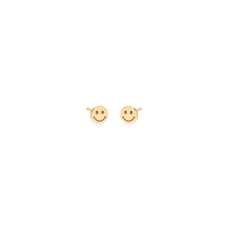 Zoë Chicco 14kt Gold Itty Bitty Smiley Face Stud Earrings