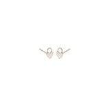 pair of white gold heart padlock charm earrings