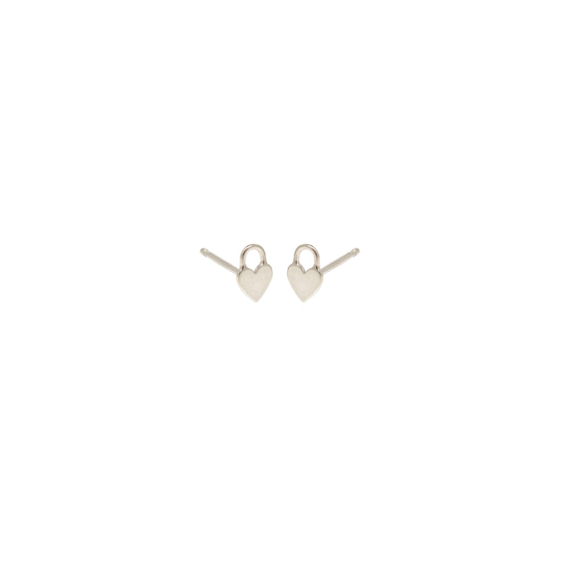pair of white gold heart padlock charm earrings