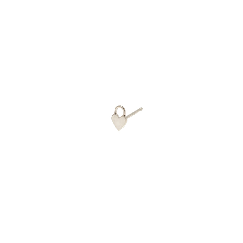 single white gold heart padlock charm earring
