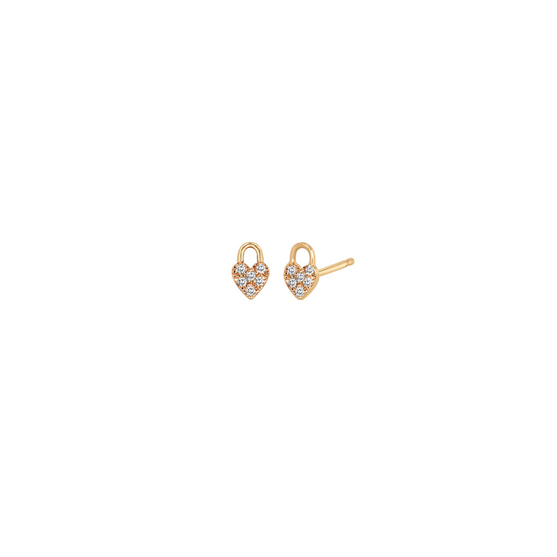 Zoë Chicco 14k Gold Itty Bitty Pavé Diamond Heart Padlock Stud Earrings