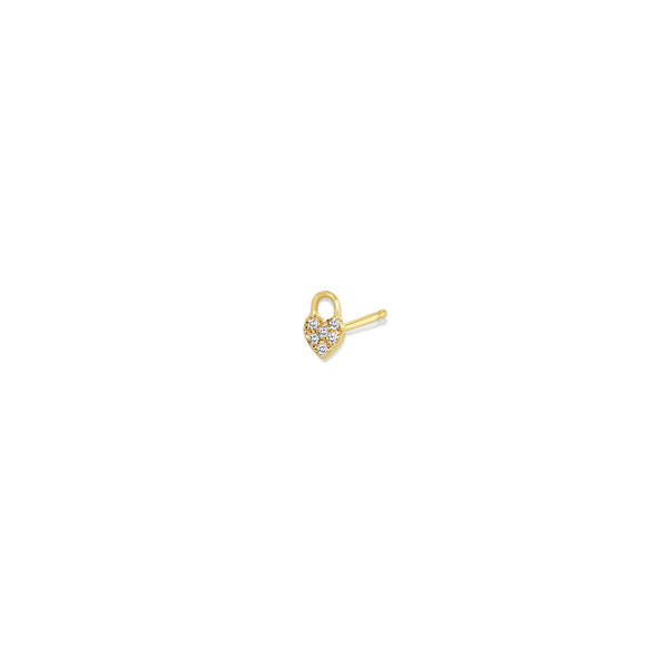 Zoë Chicco 14k Gold Itty Bitty Pavé Diamond Heart Padlock Stud Earring