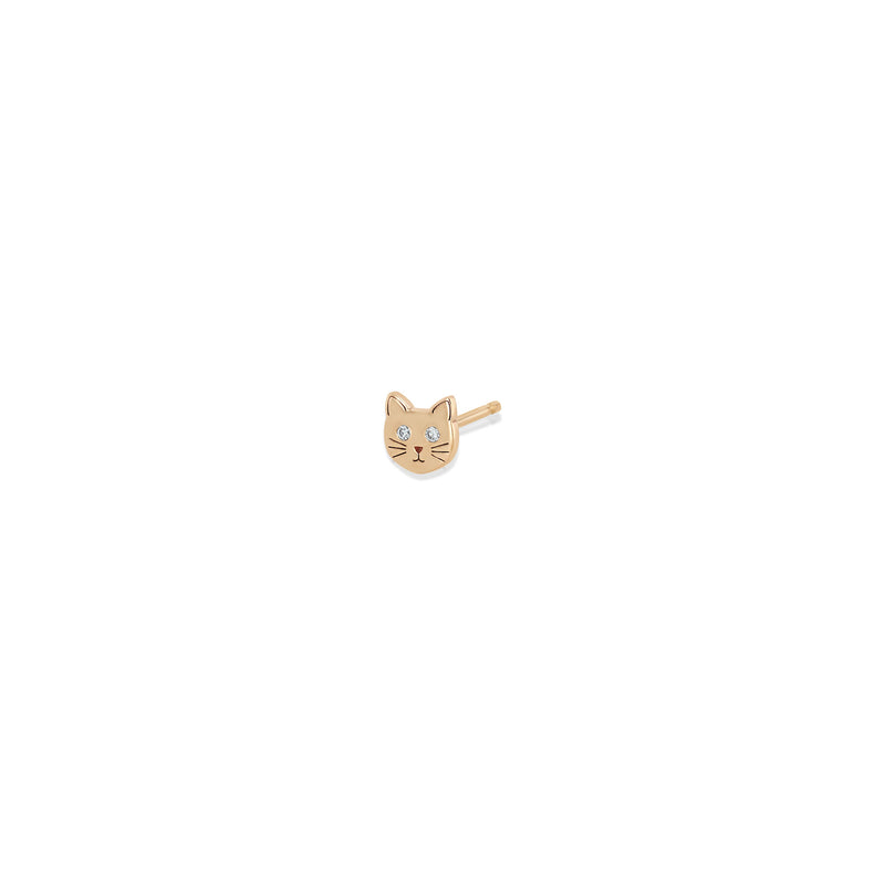 Zoë Chicco 14k Gold Itty Bitty Cat with Diamond Eyes Stud Earring