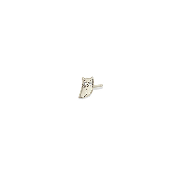 Zoë Chicco 14k Gold Itty Bitty Owl with Diamond Eyes Stud Earring