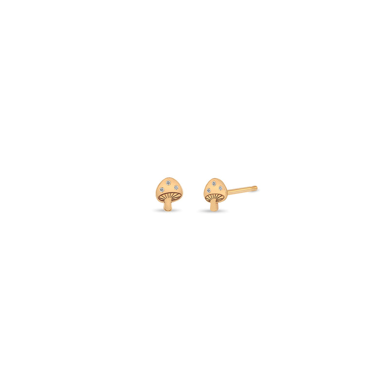 Pair of Zoë Chicco 14k Gold Itty Bitty Diamond Mushroom Stud Earrings
