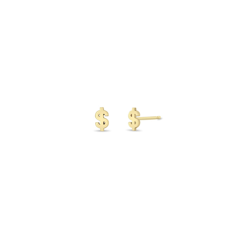 Pair of Zoë Chicco 14k Gold Itty Bitty Dollar Sign Stud Earrings