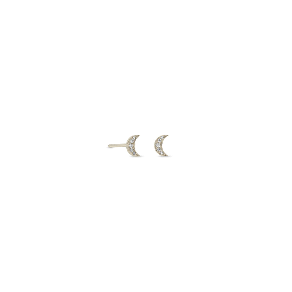 Zoë Chicco 14k Gold Pavé Diamond Crescent Moon Stud Earring – ZOË CHICCO