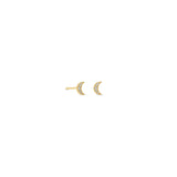 Zoë Chicco 14k Yellow Gold Itty Bitty Pave Diamond Crescent Moon Stud Earrings