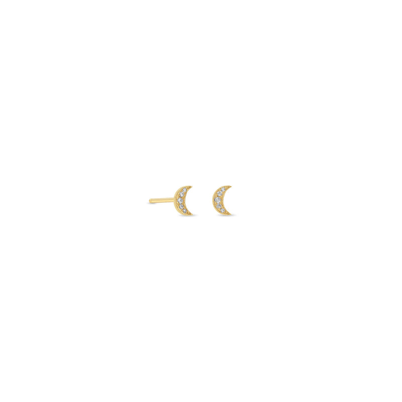 Zoë Chicco 14k Yellow Gold Itty Bitty Pave Diamond Crescent Moon Stud Earrings