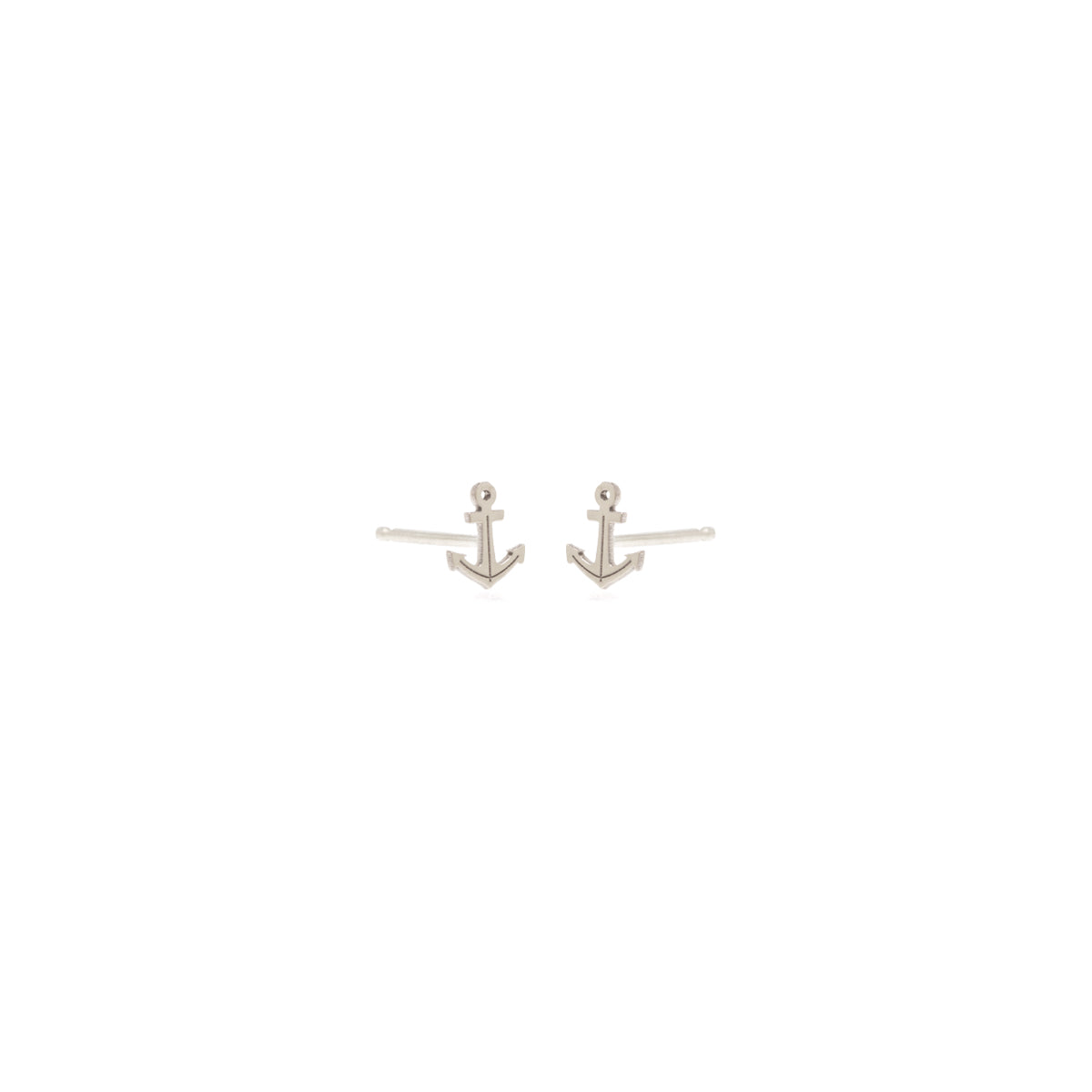 pair of white gold anchor stud earrings