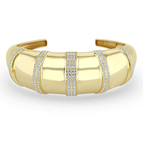 Zoë Chicco 14k Yellow Gold Pavé Diamond Banded Large Aura Cuff Bracelet