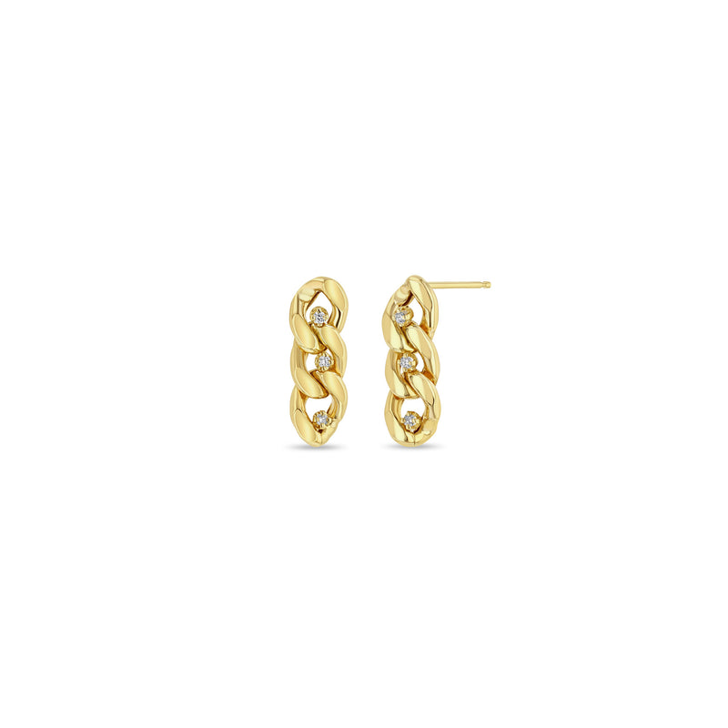 Zoë Chicco 14k Gold 3 Prong Diamond Large Curb Chain Drop Earrings